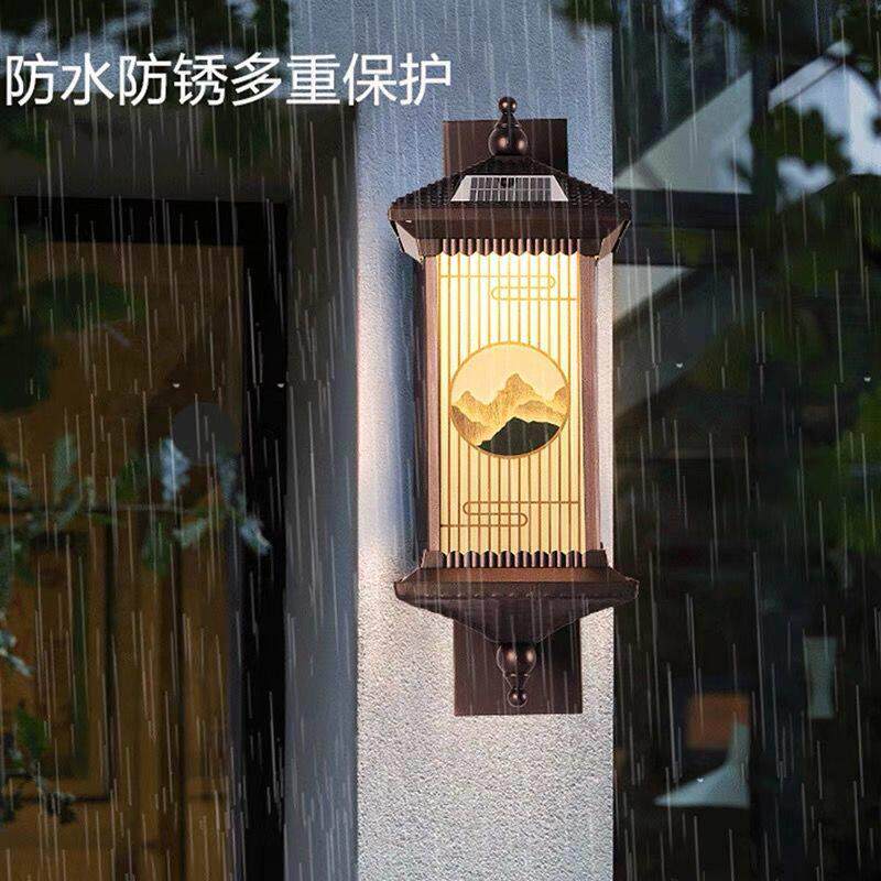 太阳能户外壁灯防水室外庭院灯现代中式别墅露台LED大门柱子灯
