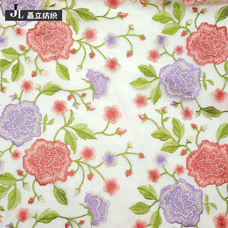 新款多色涤纶丝水溶网纱刺绣花边高档彩色满幅宽网布面料服装辅料,居家布艺,花边,淘宝优惠券,粉丝福利购,淘宝优惠卷