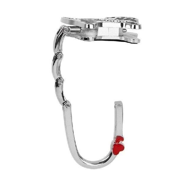 LUDA 2 Pcs Foldable Handbag Hook Antislip Rubber Base Black