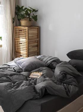 高档立冬 MON套OCHROCHR鹅O 雾霾蓝色M软糯天绒四件 保暖双人被套