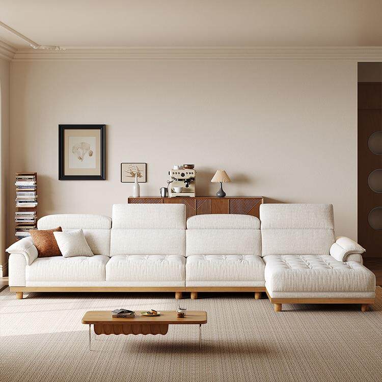 BYP发木布艺沙日式客厅原风可调节实头枕木猫抓布贵妃沙发新款