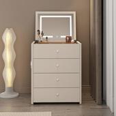 梳妆台现小型翻盖卧室轻小户型简奢705约代床化妆头桌一体收纳奶