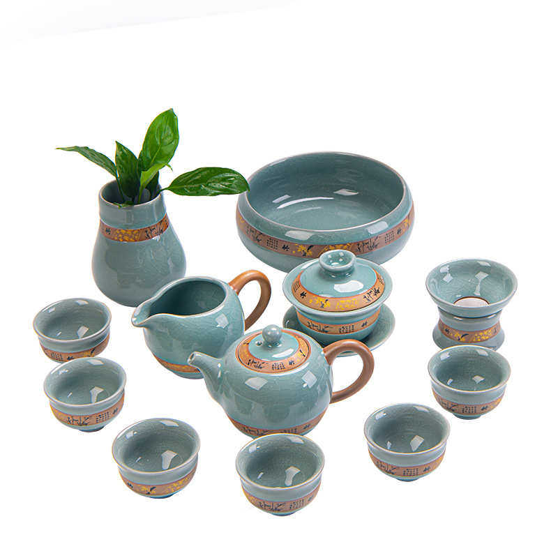 德化陶瓷哥窑功夫茶具套装家用简约泡茶杯子茶壶盖碗茶艺客厅礼品,餐饮具,功夫茶具,淘宝优惠券,粉丝福利购,淘宝优惠卷