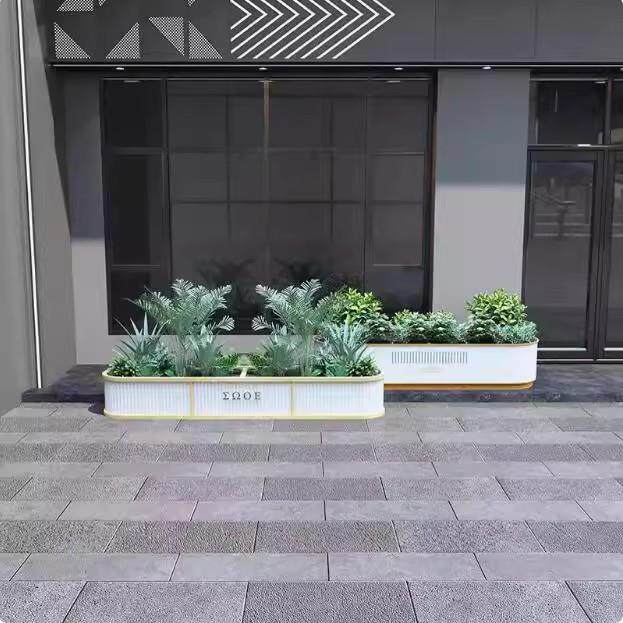 户外不锈钢花箱组合铁艺成品种植花盆庭院商业街室外花槽花架