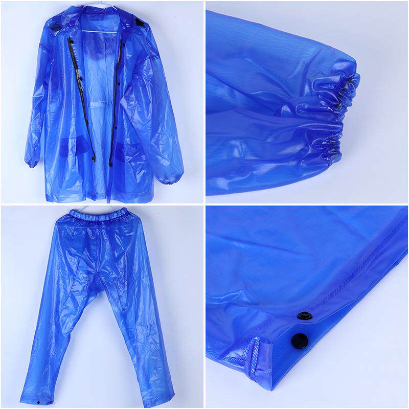 新款直销PVC防雨服透明雨衣套装 分体雨衣户外骑行反光雨衣 牛筋