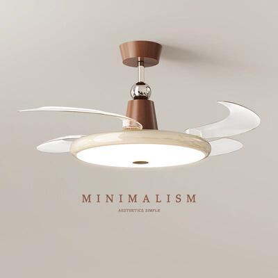 隐形风扇灯客厅灯中古风卧室全光谱复古风扇吊灯餐厅一体吊扇灯