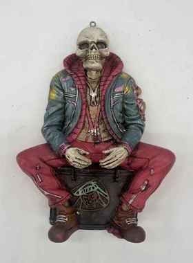 新款万圣节迷你树脂骷髅人物哥特式家居装饰树脂工艺品挂件