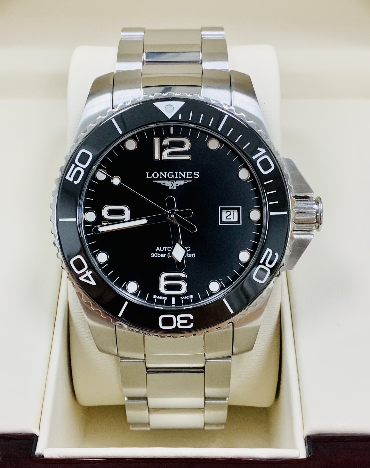 陶瓷圈[9.8新]浪琴康卡斯手表男款自动机械男表L3.782.4.56.6