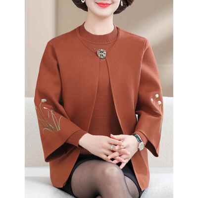 中老年妈妈装针织衫女套装2025秋冬季新款洋气婆婆休闲毛衣两件套