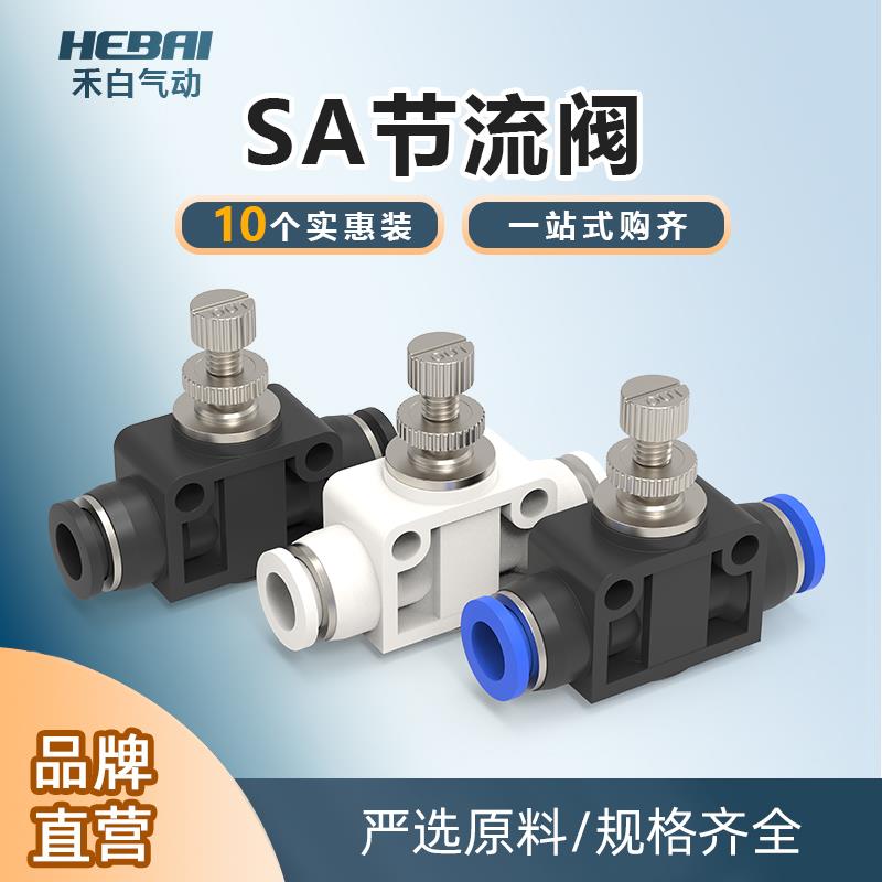 气动气管快插快速接头管道节流阀SA-4/6/8/10/12流量可调调节阀