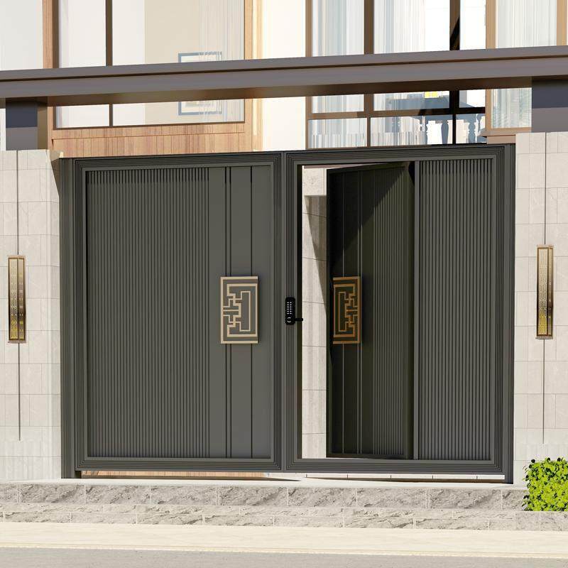 庭院门铝合金别墅农村院墙花园门小区户外铁艺大门铝艺电动双开门