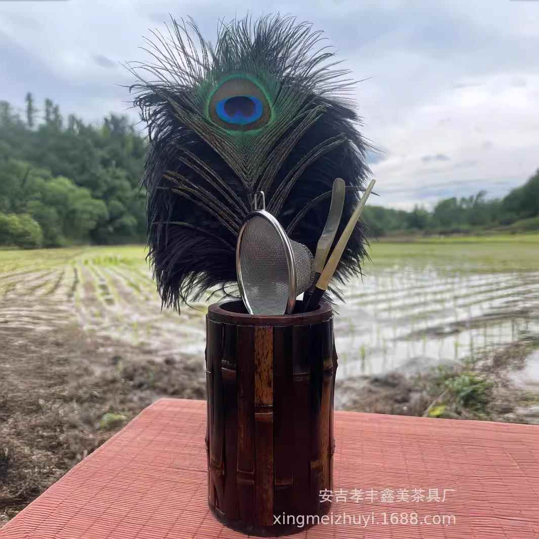 紫竹大漆竹筒茶道筒笔筒纯手工制作茶道配件厂家