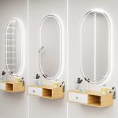 美发沙龙Led镜台美容光集成镜台特别理发店烫发和染色区流行时尚