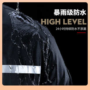 连体雨披批发 雨衣加厚加長电动车全身防暴雨户外骑行反光执勤长款