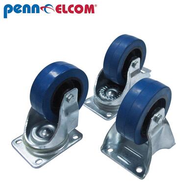 PennElcom轮子W9008-V6万向箱轮4寸重型脚轮金属轮子橡胶辊轮重