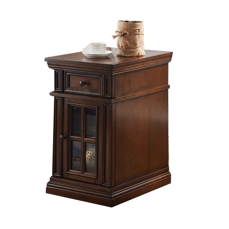 美式乡村沙发边柜实木复古茶几柜侧边储物收纳柜客厅移动角几边几