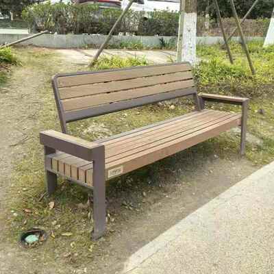 公园椅椅椅外长防5241腐木长条坐凳不锈钢室外座椅庭院景户观休闲