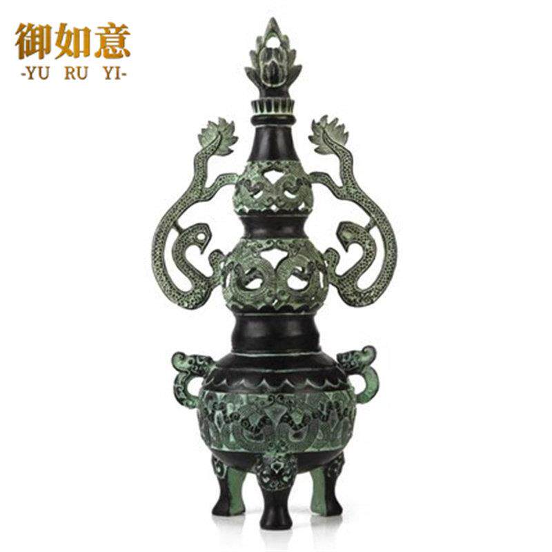 青铜炉摆件仿古工艺品香炉熏香炉葫芦聚宝炉摆设家居青铜器装饰品