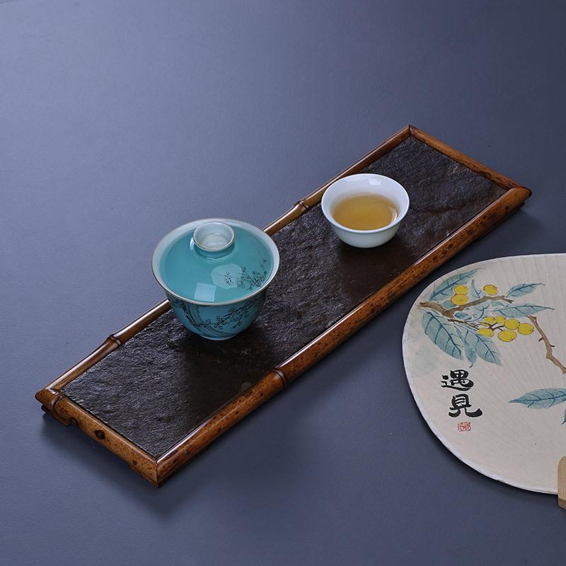 中式斑竹制大漆岩石干泡台复古禅意日式茶盘壶承茶托盘茶具收新品