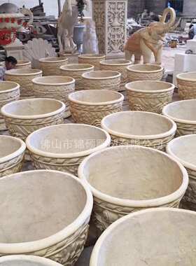 欧式景观雕刻花盆形径碗花户外钵别墅花盆小区 大口厂家 石雕砂岩