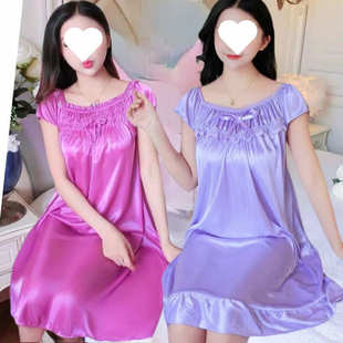 少女睡衣爆款 加肥加大码 短袖 200斤2025新款 连衣裙 冰丝睡裙女夏季