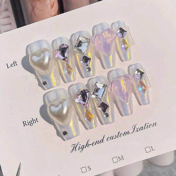 Aurora -length Press on Nails Full Cover Square Artificial