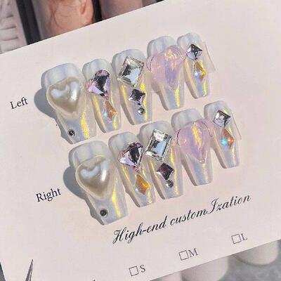 Aurora -length Press on Nails Full Cover Square Artificial