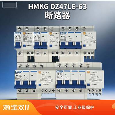 小型漏电断路器漏保漏电保护DZ47LE 1P+N2P3P+N4P 63A空开10/15mA