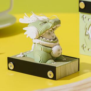3D立体纸雕便签本小恐龙文创摆件新颖可爱萌小龙送友节日生日礼物