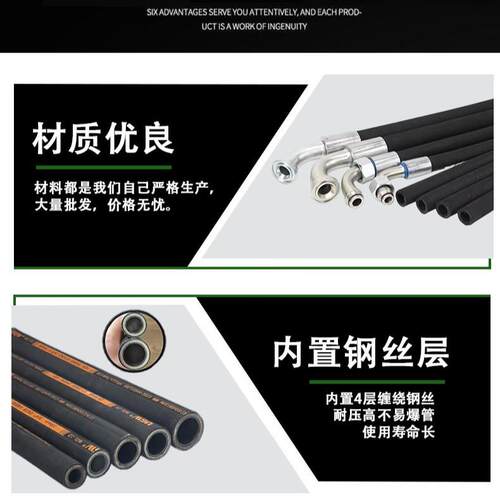 黑色高压橡胶软管DN251寸耐高温高压软管高压胶管总成液压油管