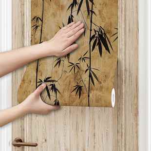 门贴纸木门翻新自粘加厚卧室入户门装饰贴画旧门遮丑墙纸高级感