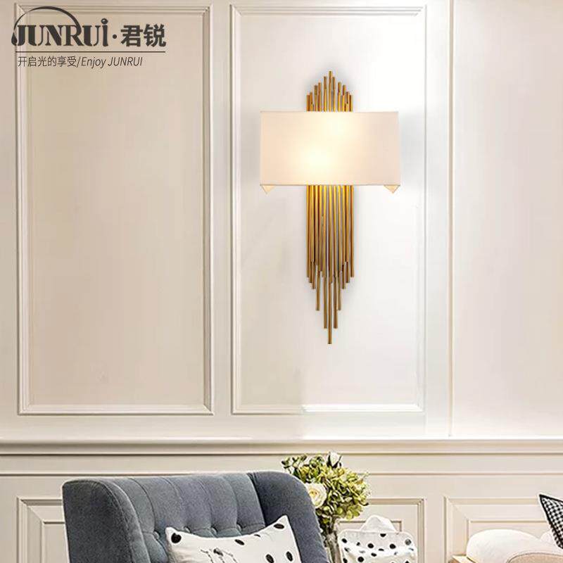 新中式壁灯中式现代布艺壁灯LED走廊卧室床头灯酒店茶楼过道LED灯