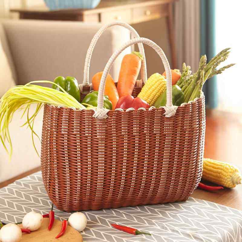 菜篮子编织购物篮藤编买菜道具户外郊游野餐用品全套网红手提ins,收纳整理,购物篮,淘宝优惠券,粉丝福利购,淘宝优惠卷