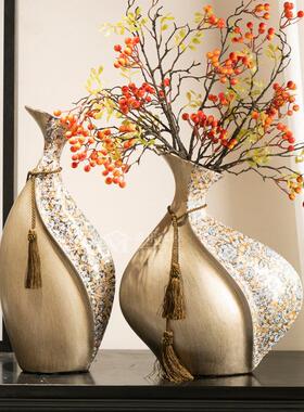 高档家居创意口招财瓷花瓶摆件家居品贴花花瓶饰客陶厅酒柜装小饰