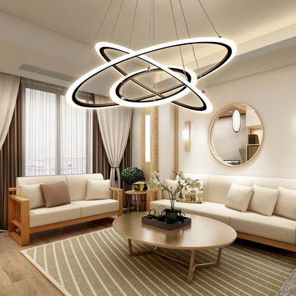 现代简约led吊灯餐厅灯客厅灯亚克力k别墅楼梯灯圆形时尚创意工