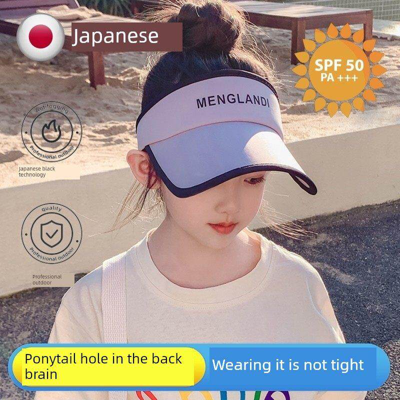 日本儿童防晒遮阳帽女童夏季冰丝空顶鸭舌帽子男孩宝宝时尚太阳帽