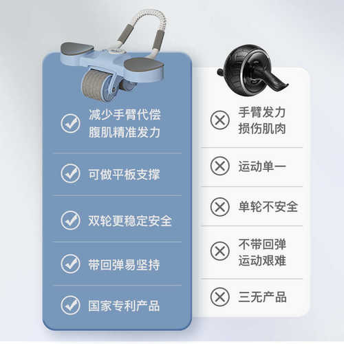 健腹轮练腹肌健身器材家用自动回弹收腹卷腹轮滚轮健腹器