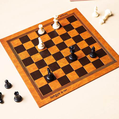 厂家专业简约现代风格棋盘垫子PU双面皮革隔热学生游戏国际象棋