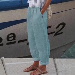 cotton pocket commuting linen pants Temperament and