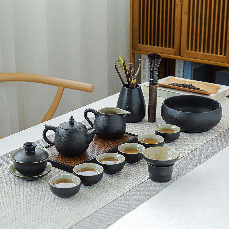 黑陶功夫茶具套组家用客厅现代简约办公室会客盖碗茶壶茶杯泡茶器
