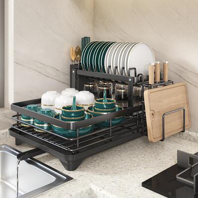 Stainless steel dish drying rack kitchen storage cup holder