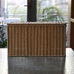 收纳箱有盖仿藤编整理储物盒厨柜抽屉衣服编织衣物收纳筐家用大号