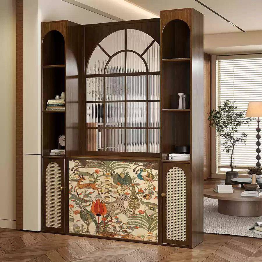 中古座985风关屏风隔断客厅法遮式实木入户正对门玄柜美式挡屏大