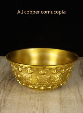 全铜聚宝盆饰品，家庭客厅入口装饰，吸引财富和开幕礼品中国铜碗