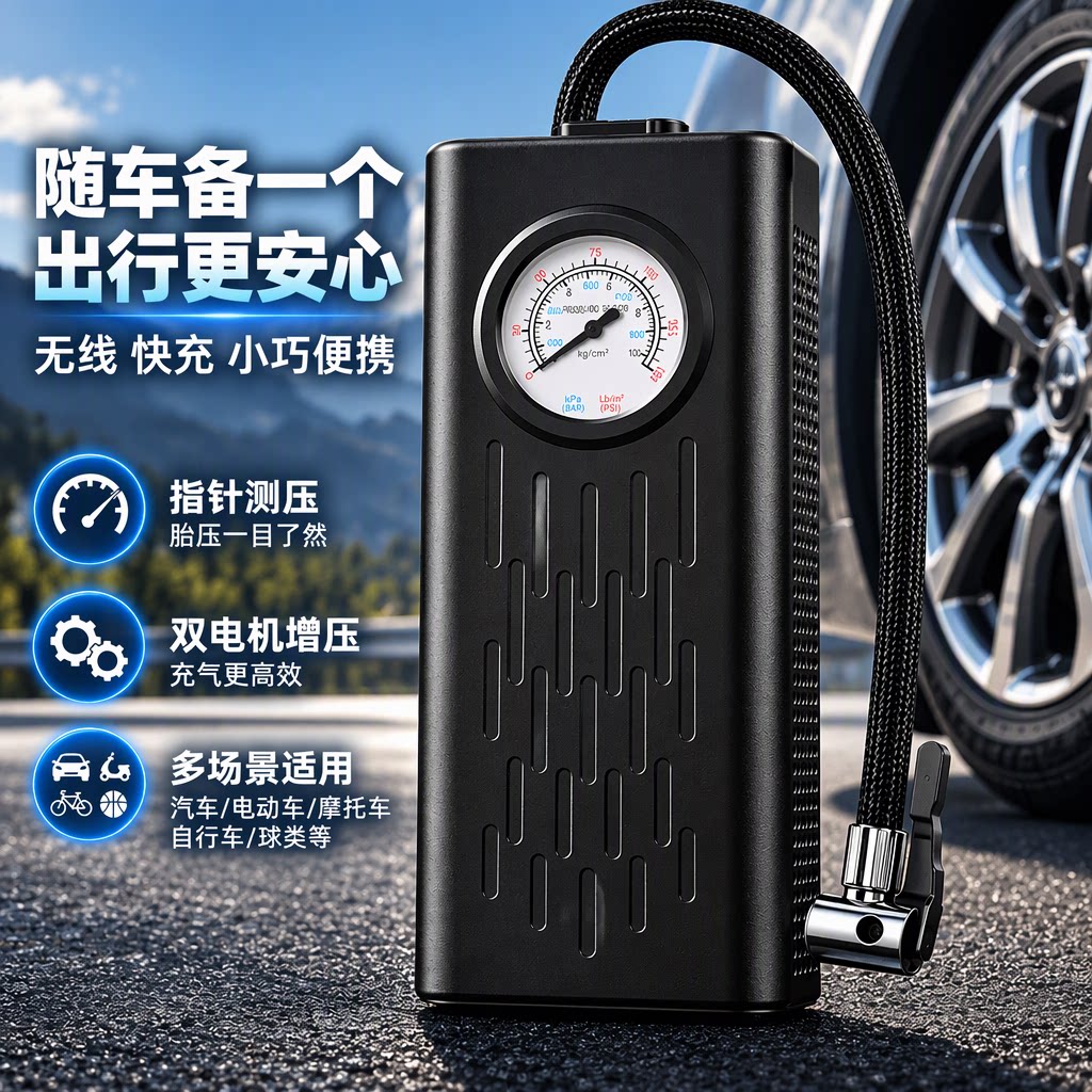 车载无线数显快充充气泵