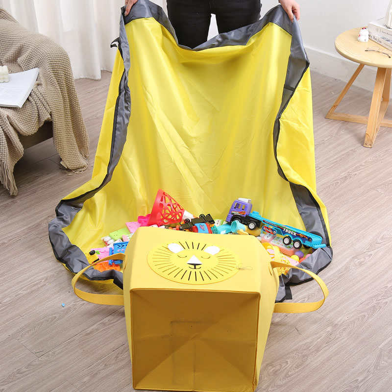 新款方形布艺收纳筐带盖拉链折叠收纳箱配儿童防水游戏垫1498