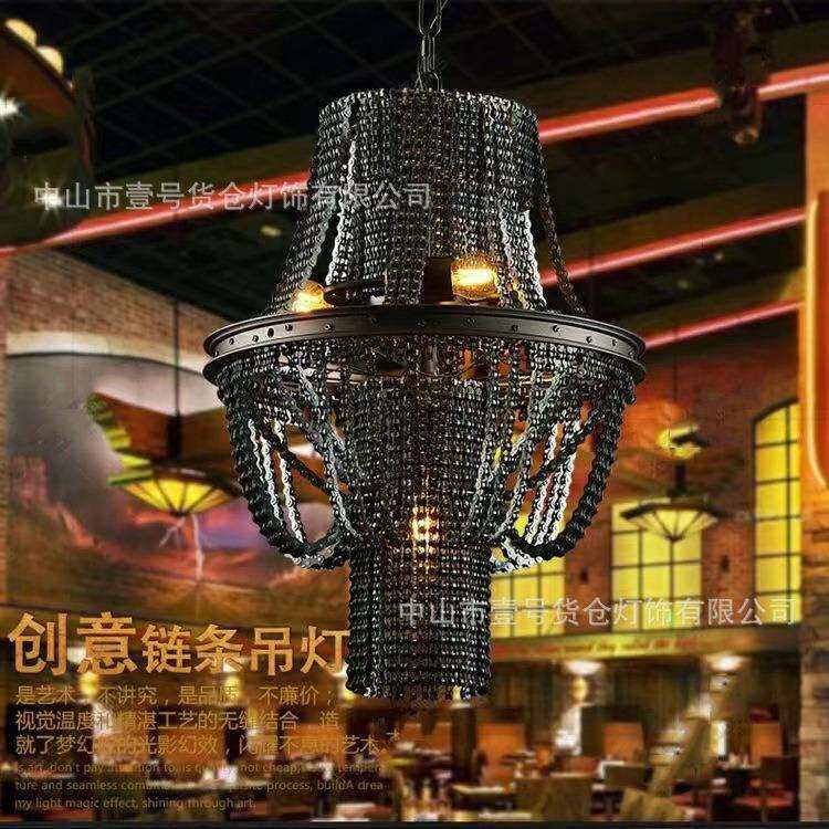 创意复古工业风单车链条吊灯LOFT美式重金属餐厅吧台咖啡店酒馆灯