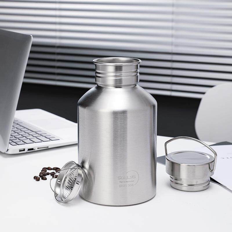 304不锈钢单层运动水壶户外大容量旅行壶密封不漏水带盖杯子新品