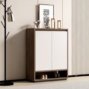 高端定制实木入户门口鞋柜家用室内客厅鞋架新款带门隔断柜胡桃木