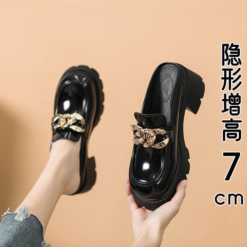 香港真皮厚底包头半拖鞋女夏外穿2026新款一脚蹬凉拖英伦风小皮鞋